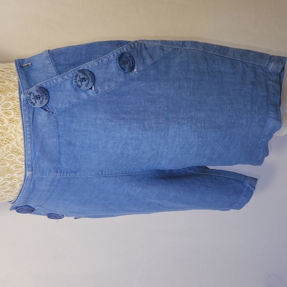Escales Paris Women EU36/US6 100% Linen Sailor Button Front Back Pocket Shorts - Picture 4 of 16